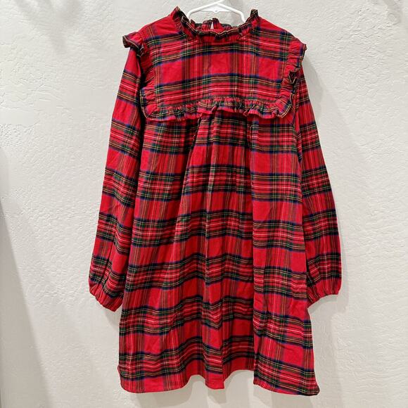 Next Red Christmas Plaid Flannel Long Sleeve Dress - Picture 1 of 10